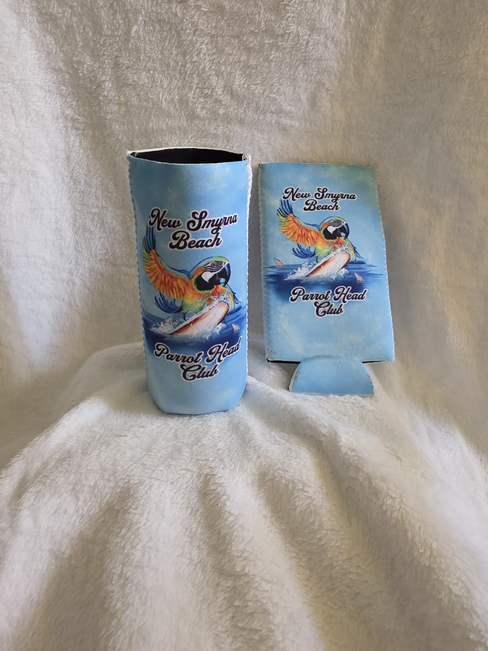 New Smyrna Beach Parrot Head Club Can Coolers - Blue